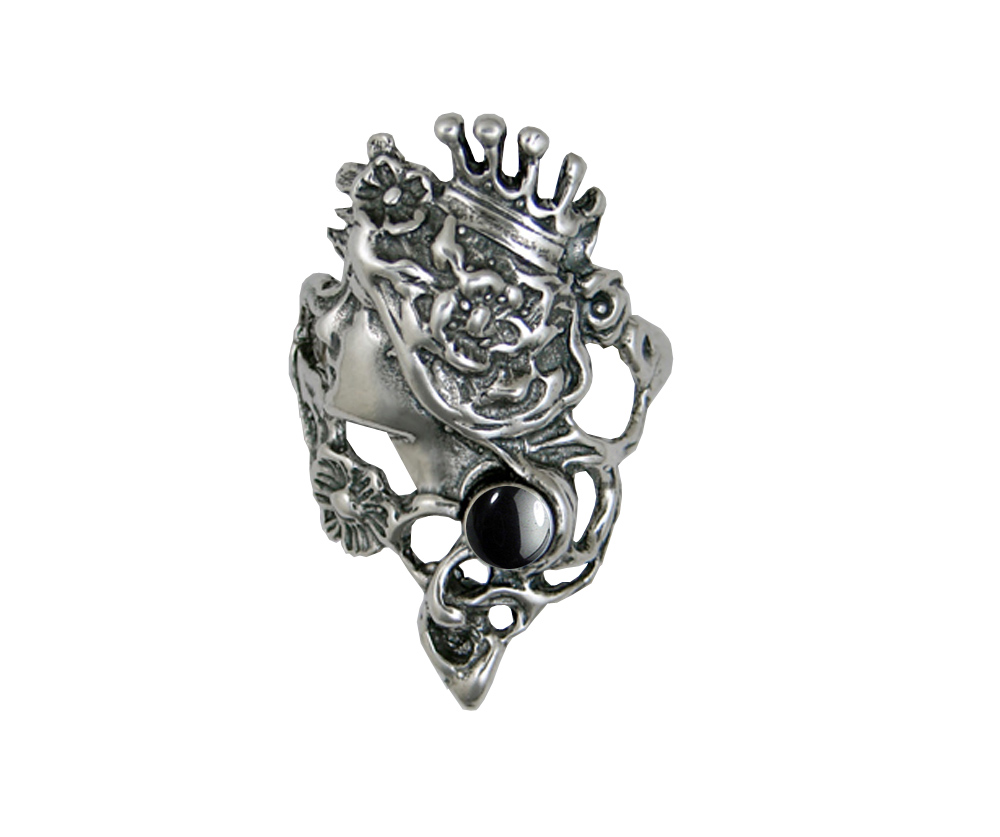Sterling Silver Fairy Queen Ring With Hematite Size 10
